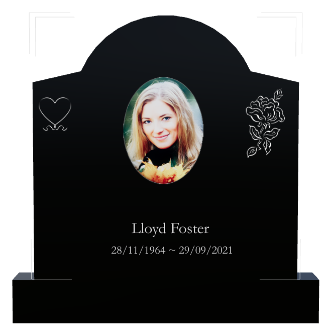Memorial Laser-Etched Black Granite Headstone design preview