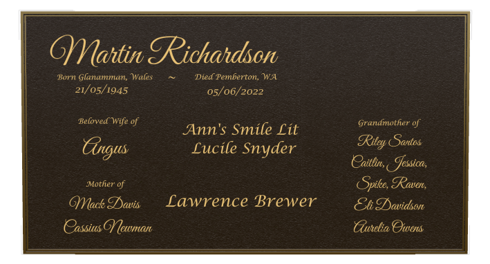 Biblical Memorial Bronze Plaque design preview