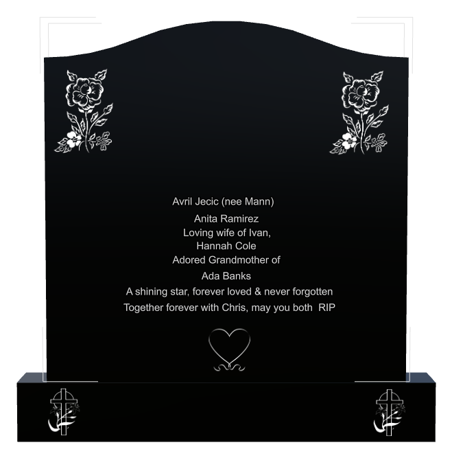Wife Memorial Laser-Etched Black Granite Headstone design preview