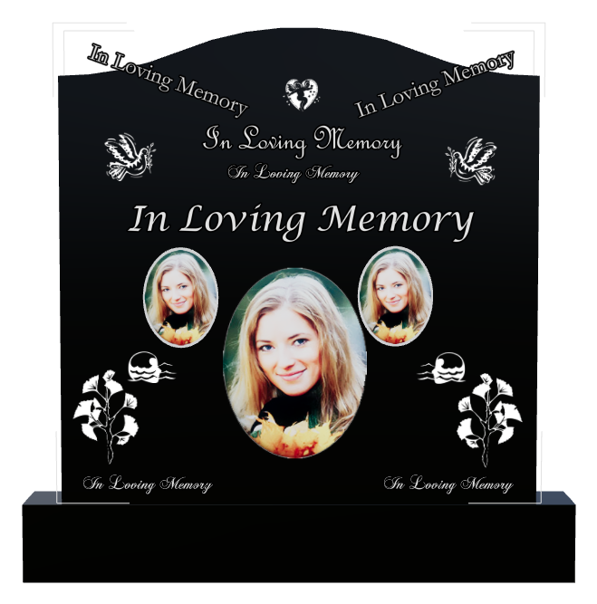 In Loving Memory Laser-Etched Black Granite Headstone design preview