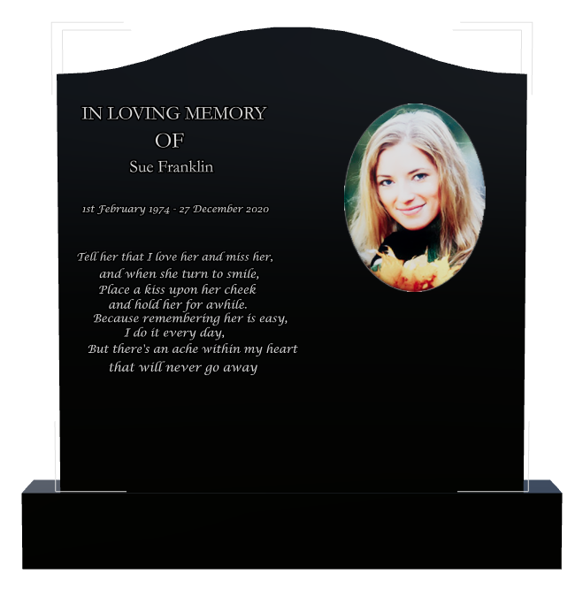 Commemorative Laser-Etched Black Granite Headstone design preview