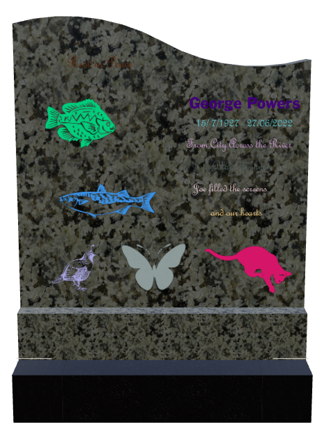 Rest In Peace Laser-Etched Black Granite Headstone design preview