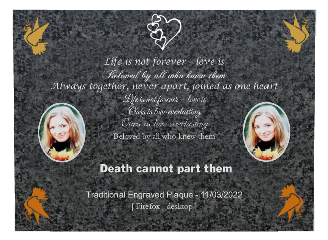 Dove Memorial Traditional Engraved Plaque design preview