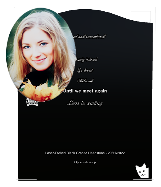 In Loving Memory Laser-Etched Black Granite Headstone design preview