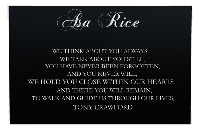 Garden Memorial Laser-Etched Colour Plaque design preview