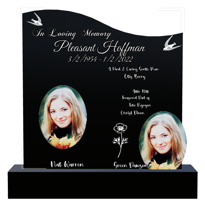 Husband Memorial Laser-Etched Black Granite Headstone design preview
