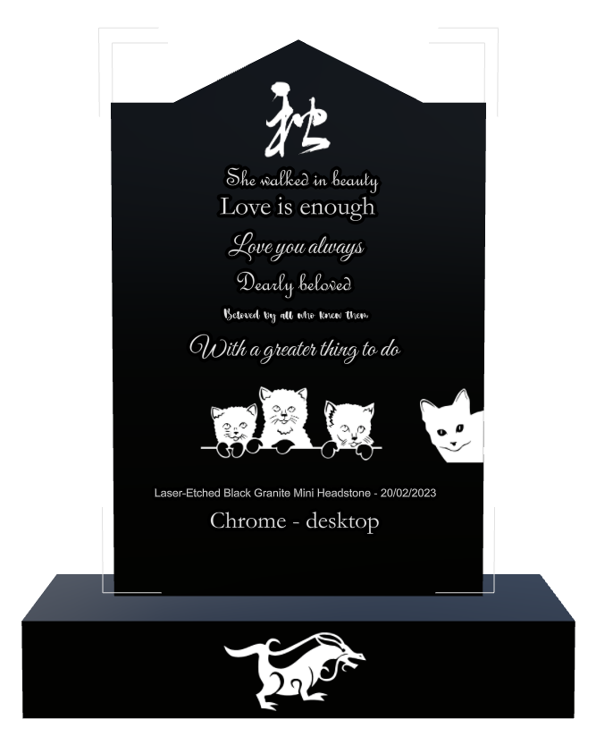 In Loving Memory Laser-Etched Black Granite Headstone design preview