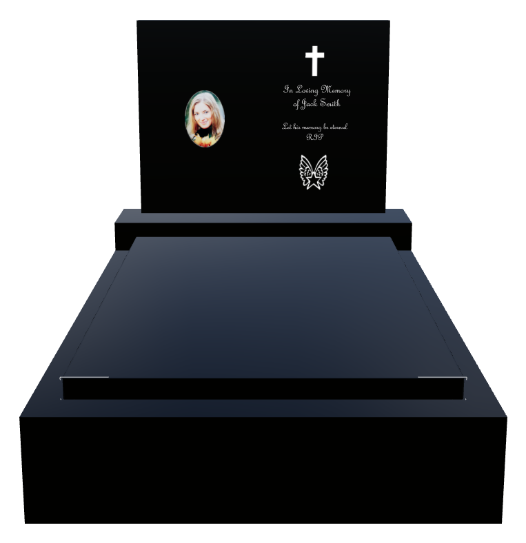 Rest In Peace Laser-Etched Black Granite Monument design preview