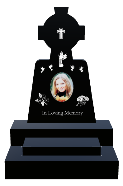 Religious Memorial Laser-Etched Black Granite Monument design preview