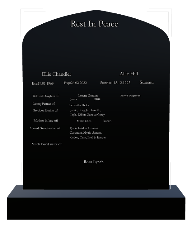 Mother Memorial Laser-Etched Black Granite Headstone design preview