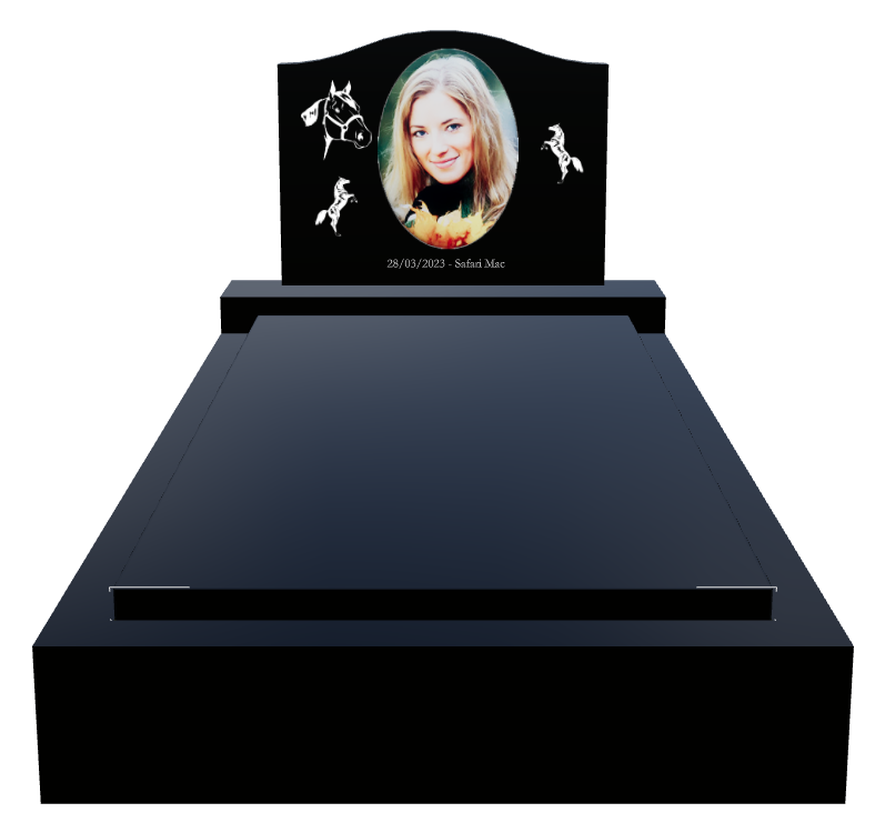 Memorial Laser-Etched Black Granite Headstone design preview
