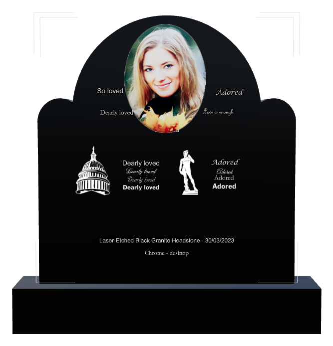 In Loving Memory Laser-Etched Black Granite Headstone design preview