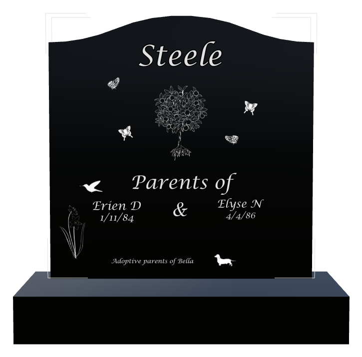 Memorial Laser-Etched Black Granite Headstone design preview
