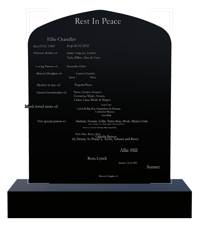 Mother Memorial Laser-Etched Black Granite Headstone design preview