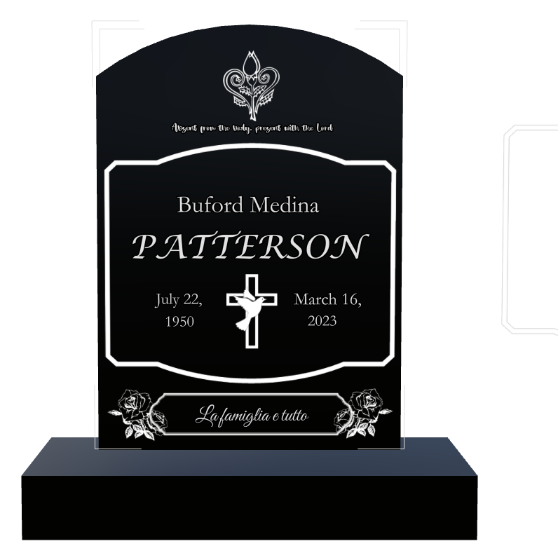 Husband Memorial Laser-Etched Black Granite Headstone design preview