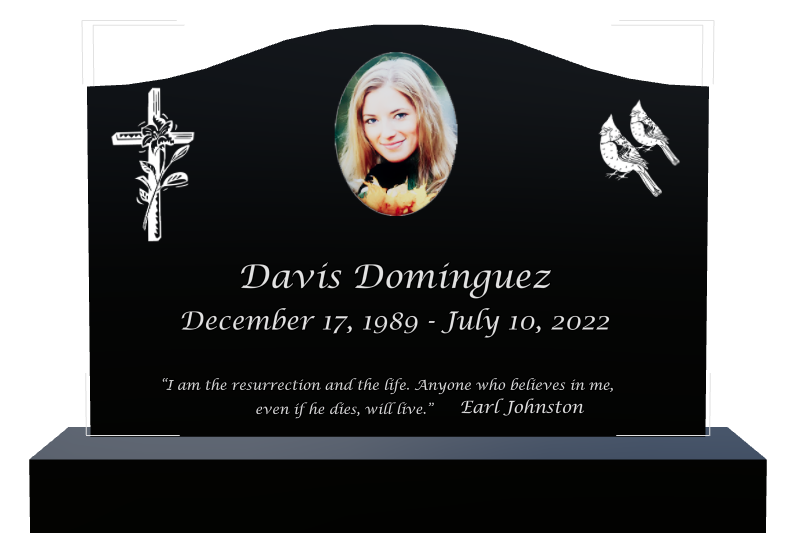 Biblical Memorial Laser-Etched Black Granite Headstone design preview