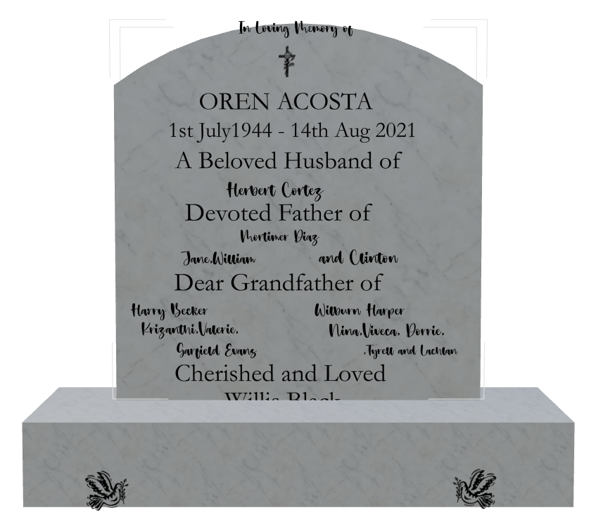 Husband Memorial Traditional Engraved Headstone design preview