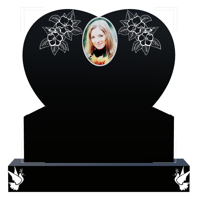 Memorial Laser-Etched Black Granite Headstone design preview