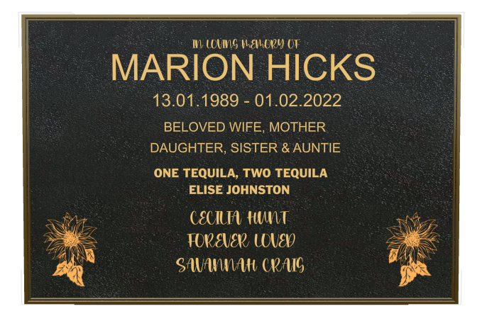 Wife Memorial Bronze Plaque design preview