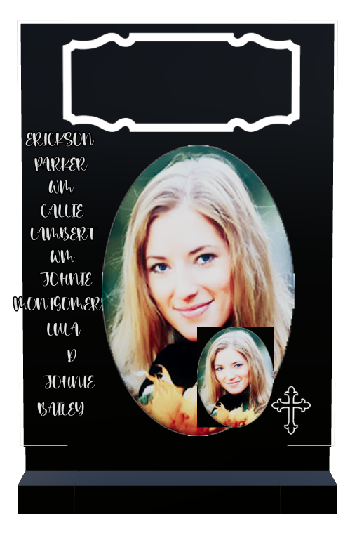 Religious Memorial Laser-Etched Black Granite Headstone design preview