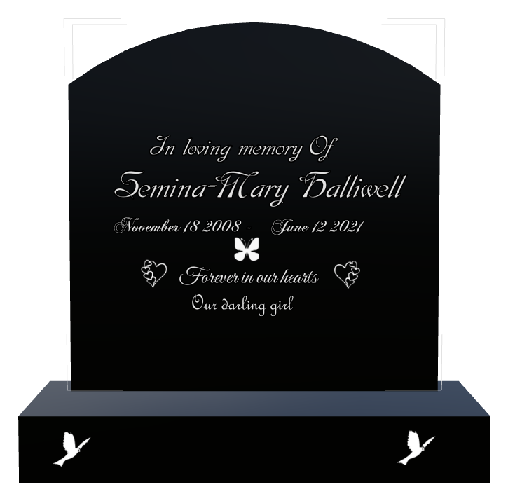 Butterfly Memorial Laser-Etched Black Granite Headstone design preview