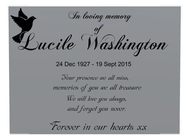 Dove Memorial Stainless Steel Plaque design preview
