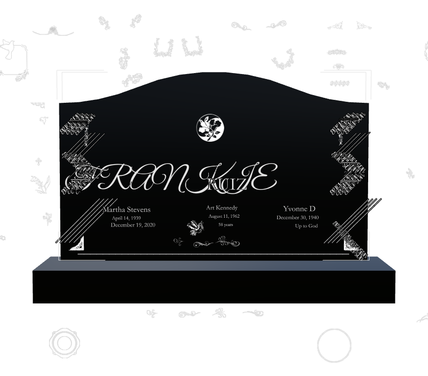 Religious Memorial Laser-Etched Black Granite Headstone design preview