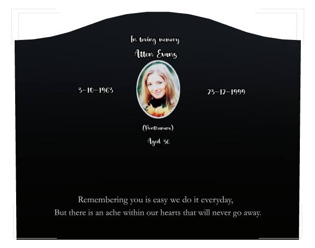 Commemorative Laser-Etched Black Granite Headstone design preview
