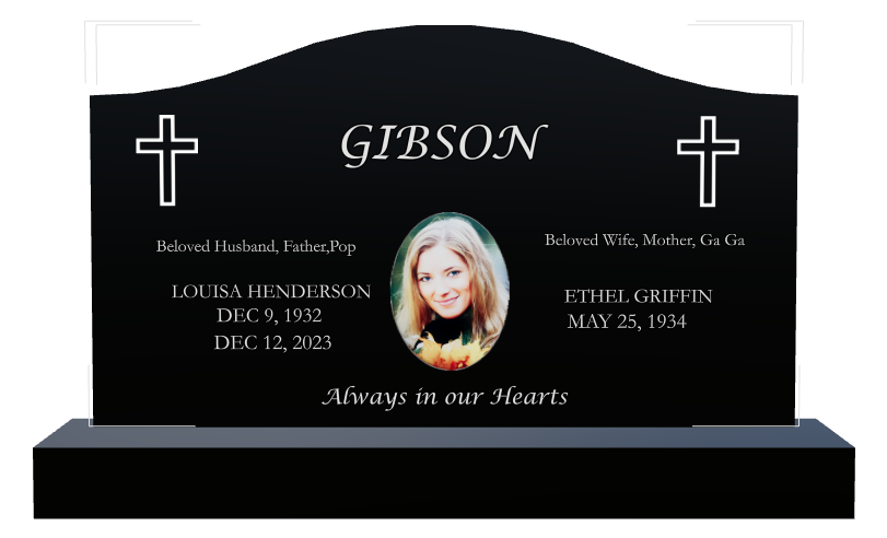 Wife Memorial Laser-Etched Black Granite Headstone design preview