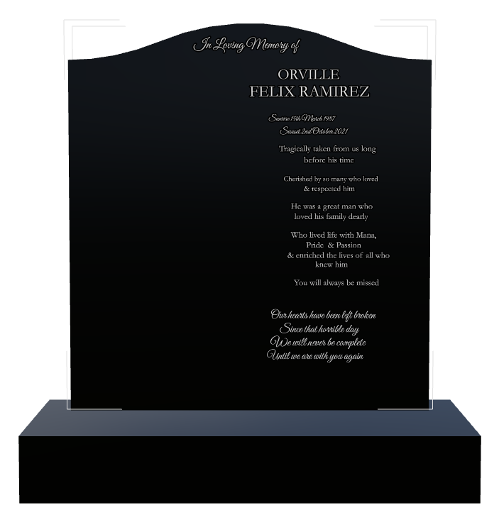 In Loving Memory Laser-Etched Black Granite Headstone design preview