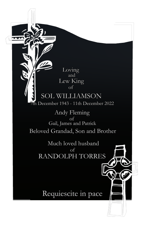 Father Memorial Laser-Etched Black Granite Headstone design preview