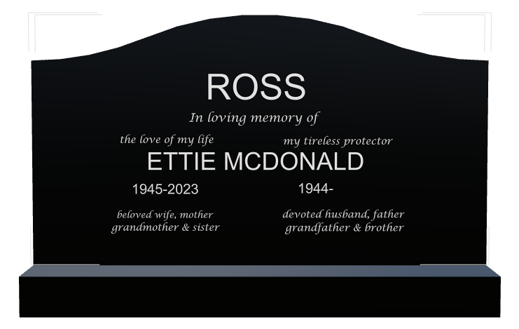 Wife Memorial Laser-Etched Black Granite Headstone design preview