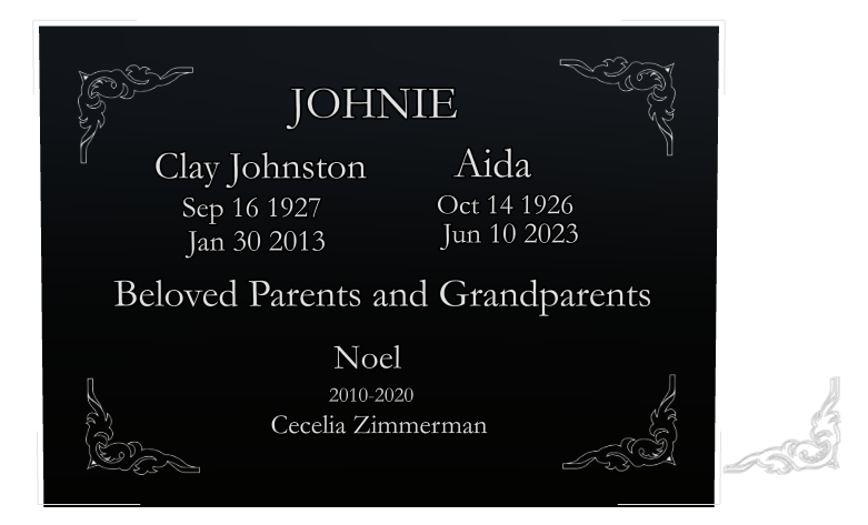 Memorial Laser-Etched Black Granite Headstone design preview