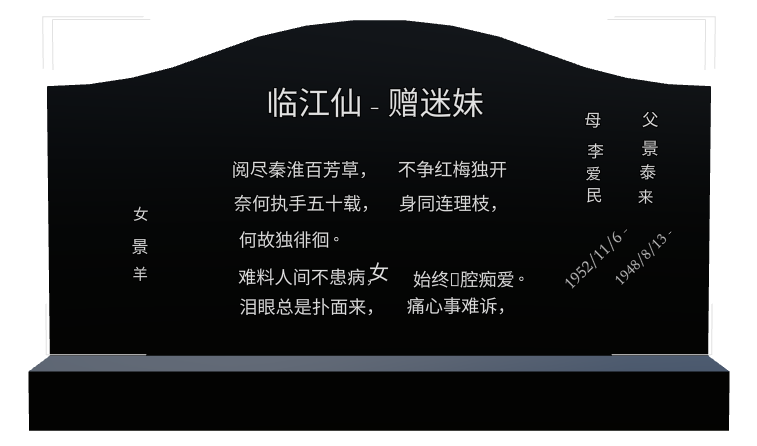 Memorial Laser-Etched Black Granite Headstone design preview