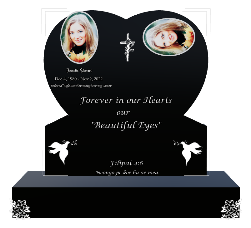 Wife Memorial Laser-Etched Black Granite Headstone design preview