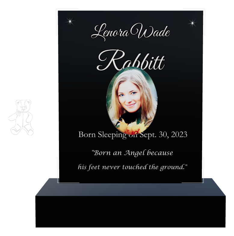 Baby Memorial Laser-Etched Black Granite Headstone design preview