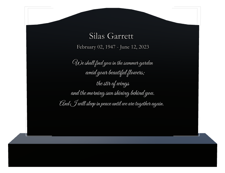 Garden Memorial Laser-Etched Black Granite Headstone design preview