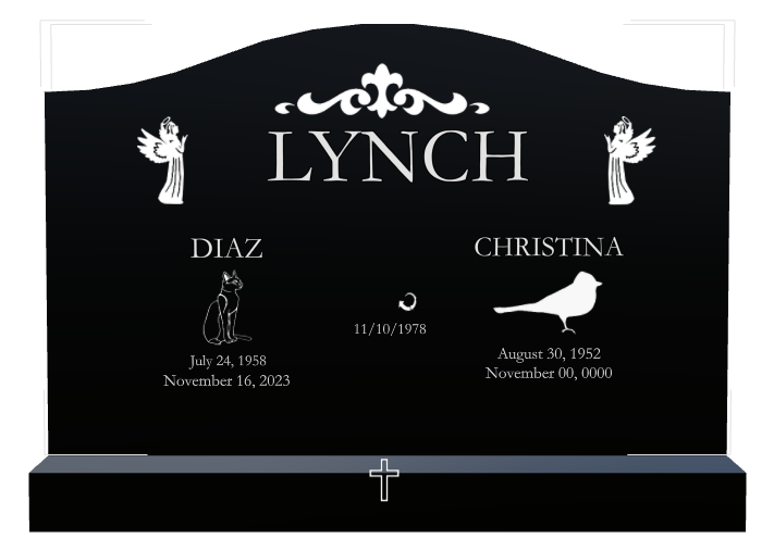 Memorial Laser-Etched Black Granite Headstone design preview