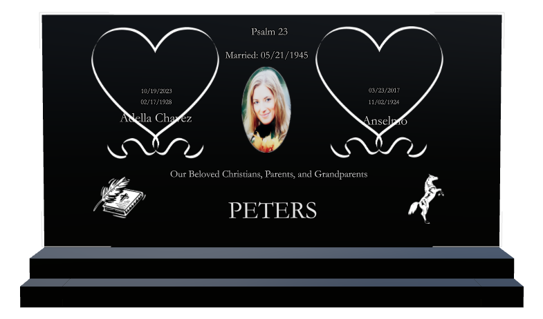 Religious Memorial Laser-Etched Black Granite Headstone design preview