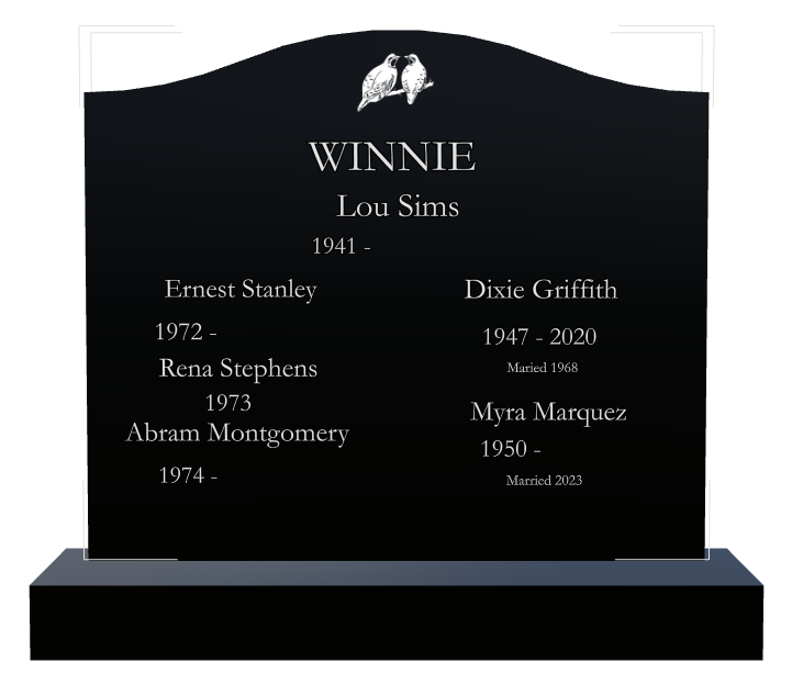 Memorial Laser-Etched Black Granite Headstone design preview