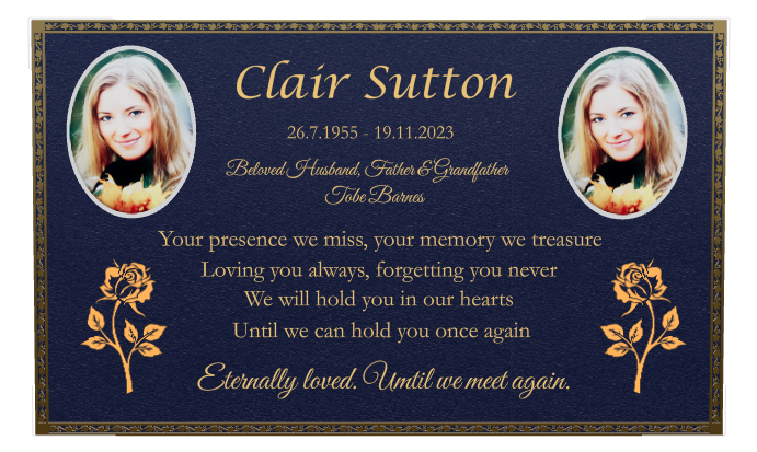 Husband Memorial Bronze Plaque design preview