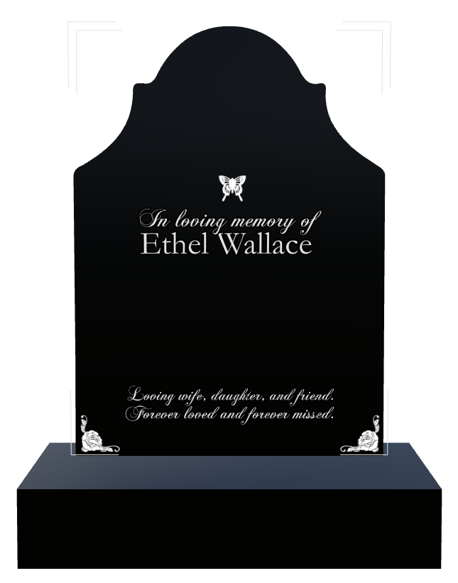 Wife Memorial Laser-Etched Black Granite Headstone design preview