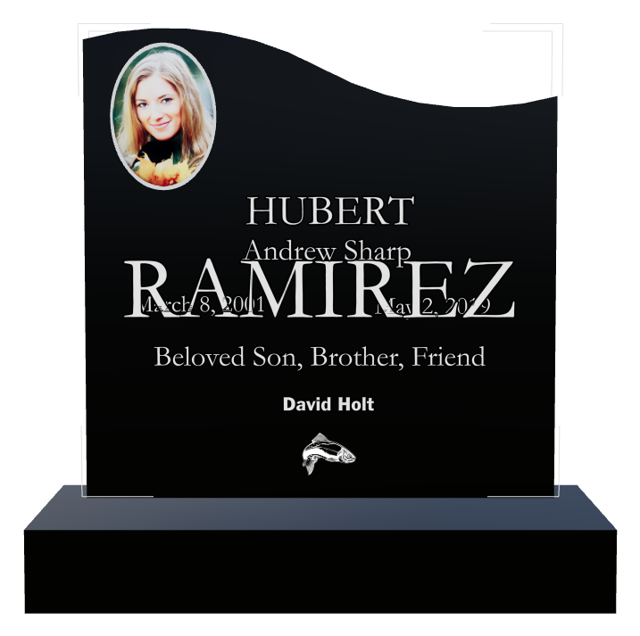Son Memorial Laser-Etched Black Granite Headstone design preview