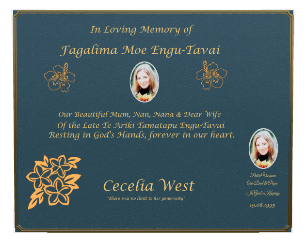 Wife Memorial Bronze Plaque design preview