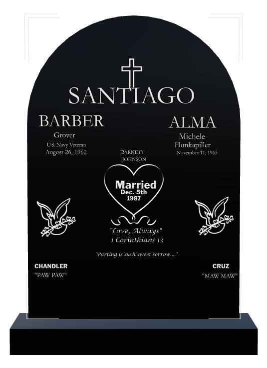 Biblical Memorial Laser-Etched Black Granite Headstone design preview