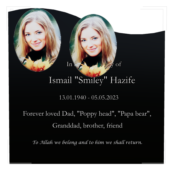 Islamic Memorial Laser-Etched Black Granite Headstone design preview