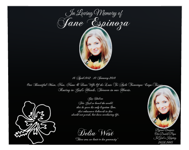 Biblical Memorial Laser-Etched Colour Plaque design preview