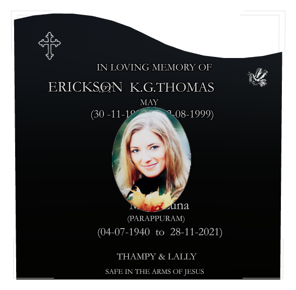 Religious Memorial Laser-Etched Black Granite Headstone design preview