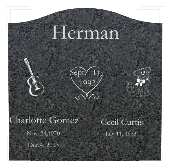 Memorial Laser-Etched Black Granite Headstone design preview