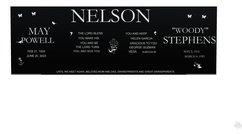 Mother Memorial Laser-Etched Black Granite Headstone design preview